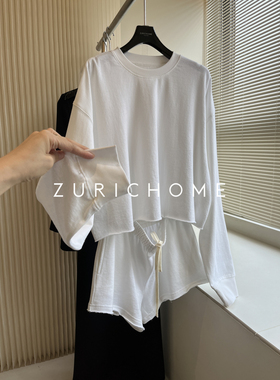 ZURICH HOME 洋气休闲 青春俏皮 自由卷边薄款卫衣+短款卫裤热裤