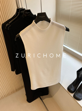 ZURICH HOME外穿内搭实用款 赫夲气质半高领无袖羊毛针织打底上衣