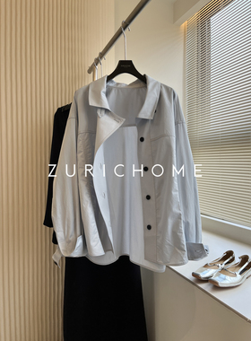 ZURICH HOME 乖巧婴儿蓝 春款薄款夹克外套 休闲小立领衬衫外套