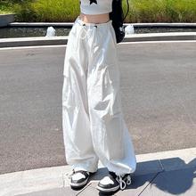 裤 商场cosplay女装 白色嘻哈裤 薄款 速干直筒束脚工装 宽松h 子女夏季