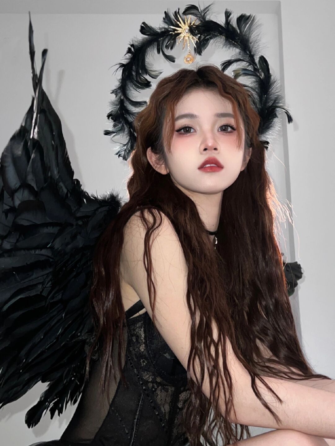 黑色天使翅膀羽毛道具