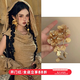 敦煌沙漠公主废土风灰色吊带穿搭上衣套装沙丘埃及连衣裙民族旅拍