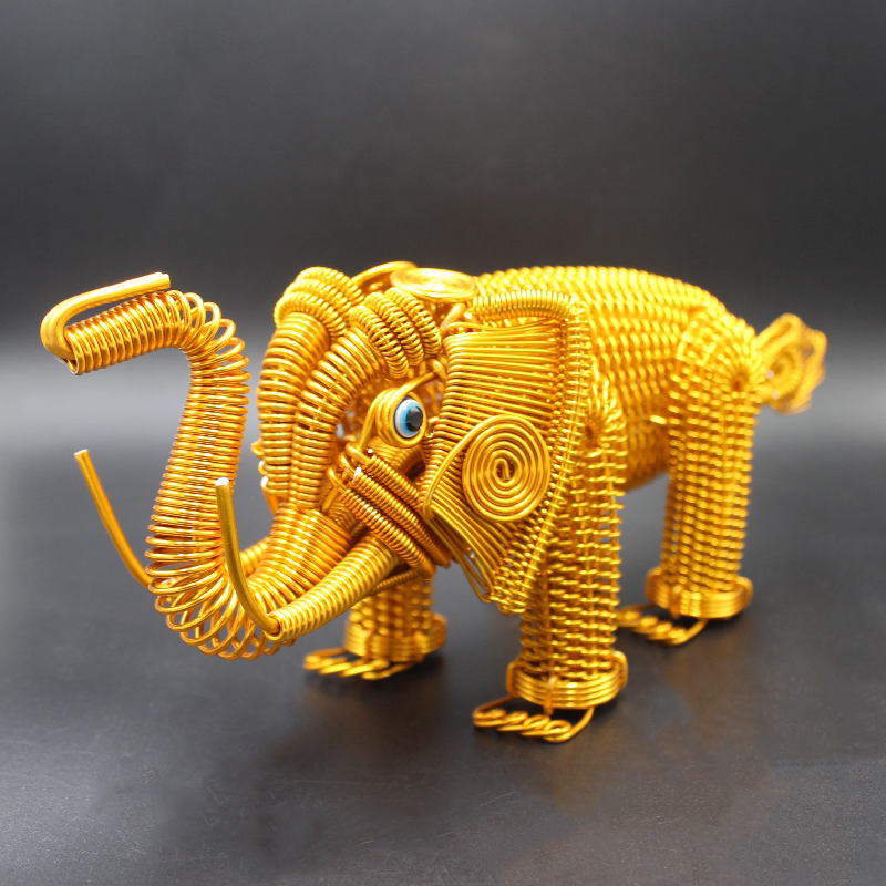 铝线编织大象模型吉祥摆件金属铁丝diy制作个性创意礼物手工艺品