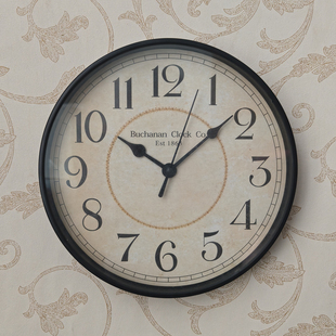 简约黑色圆形钟盘玻璃钟面宿舍墙壁装饰挂钟石英跳秒机芯钟表配件