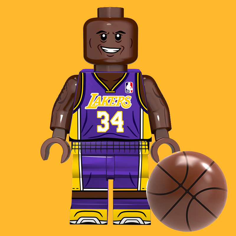 兼容乐高xp148奥尼尔湖人队nba篮球拼装男女孩积木人仔儿童玩具