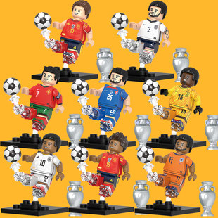 小颗粒世界杯足球明星C罗梅西第三方益智拼装人仔积木玩具G0183
