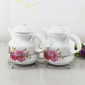 陶瓷调料盒油醋壶酱油壶 厨房调味罐两件套 调料瓶套装 包邮