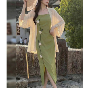 新中式改良日常通勤汉服女2025年春夏季款复古国风超仙吊带连衣裙