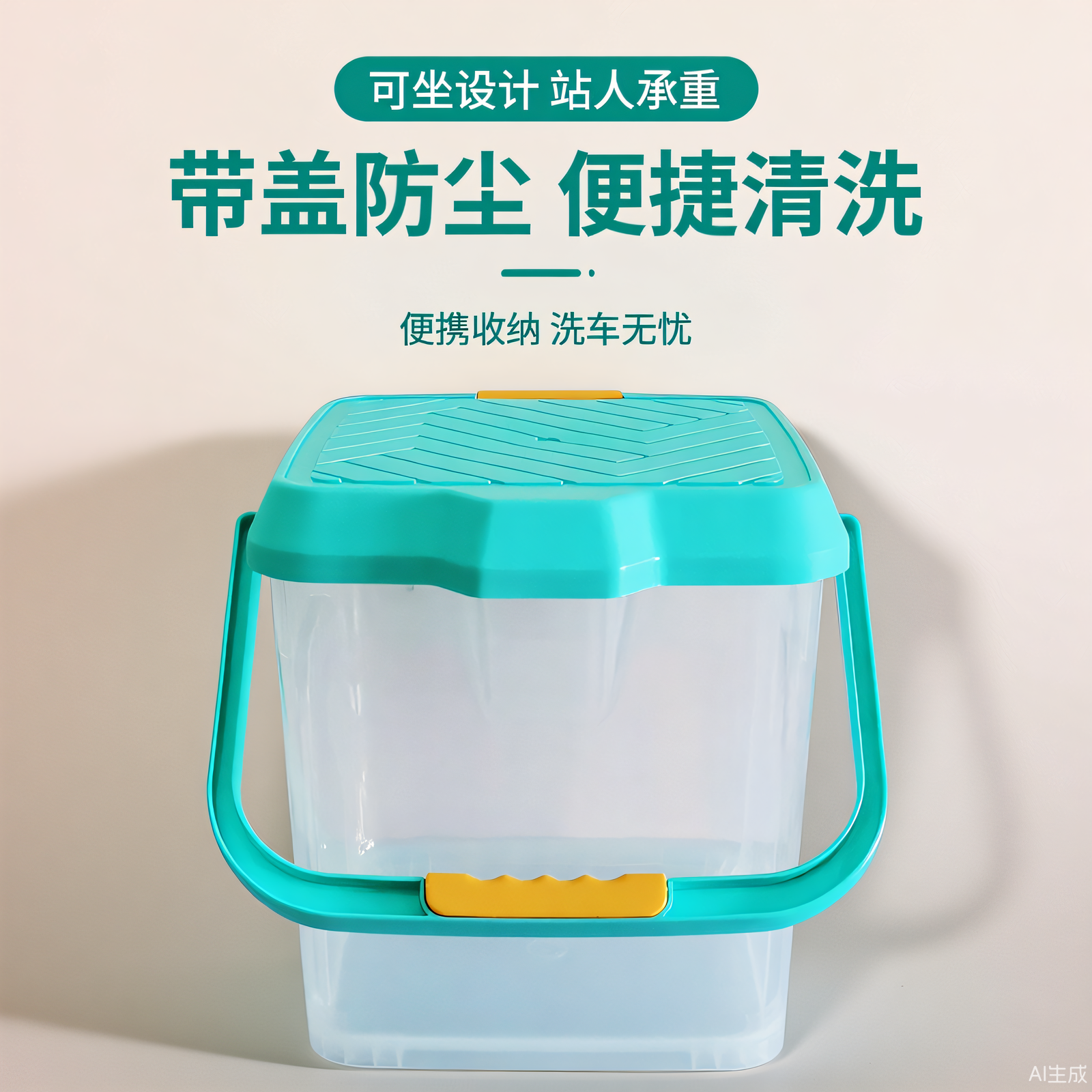 洗车水桶车用桶收纳塑料桶带盖站人钓鱼桶可坐车载专用便携非折叠