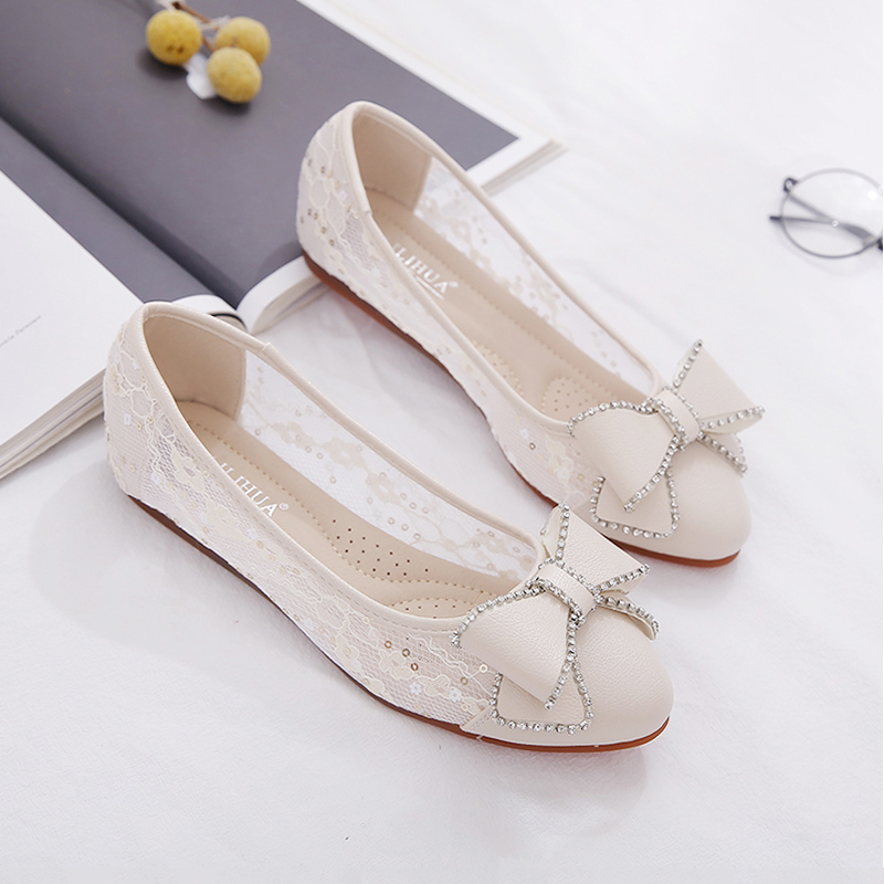 单鞋女夏季透气网面豆豆鞋百搭网纱凉鞋妈妈鞋子软底平底鞋女网鞋