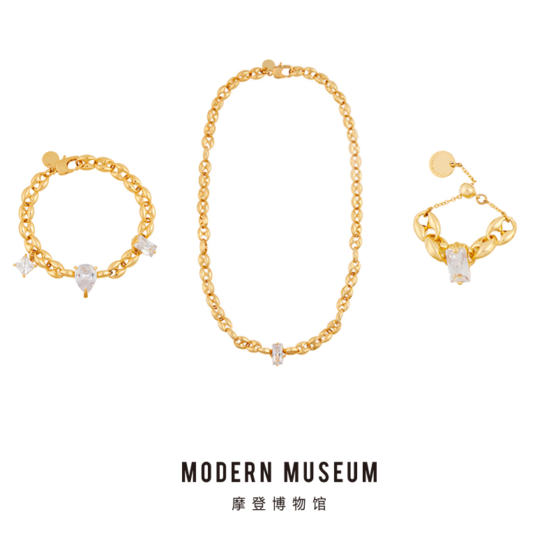 摩登水钻链条项链女水钻