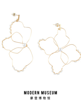 MODERNMUSEUM摩登博物馆原创设计几何珍珠耳钉金丝编织系列耳环女