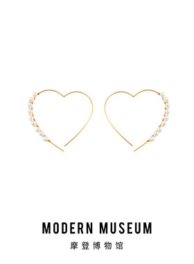 MODERNMUSEUM摩登博物馆原创设计心形珍珠耳环女创意个性减龄耳环