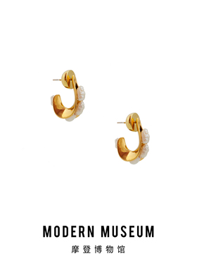 MODERN MUSEUM摩登博物馆原创设计半圈镶嵌异形珍珠耳环