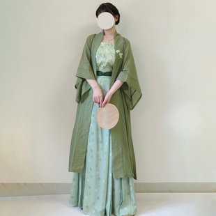 【观止织造｜木梨】宋制汉服长干寺背心三裥裙吊带绿色春夏日常风
