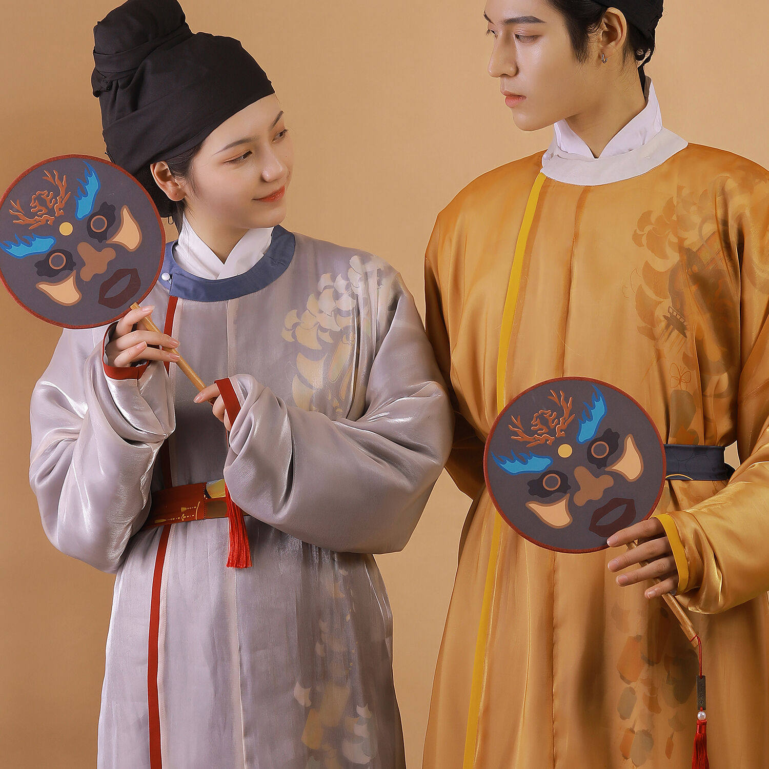 汉服周边 大明宫词原创昆仑奴面具唐风手鼓团扇拍摄道具观止织造
