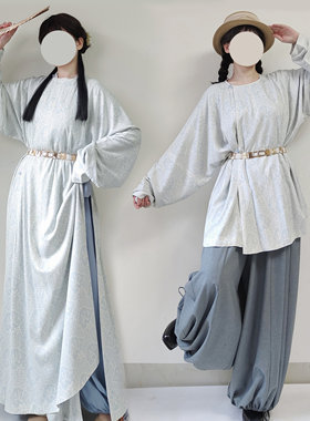 唐制圆领袄灯笼裤天丝秋冬汉服