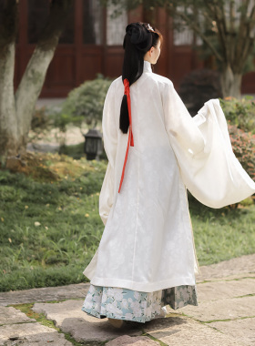 【观止织造｜白蔷薇】明制汉服竖领立领大襟衫仿花罗马面裙晚明风