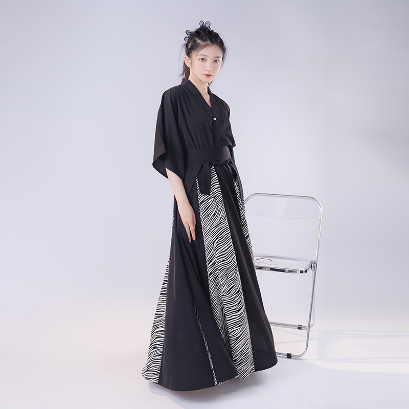 【观止织造｜晚斑车】观止织造汉服唐背子裙黑白斑马纹通勤装甜酷