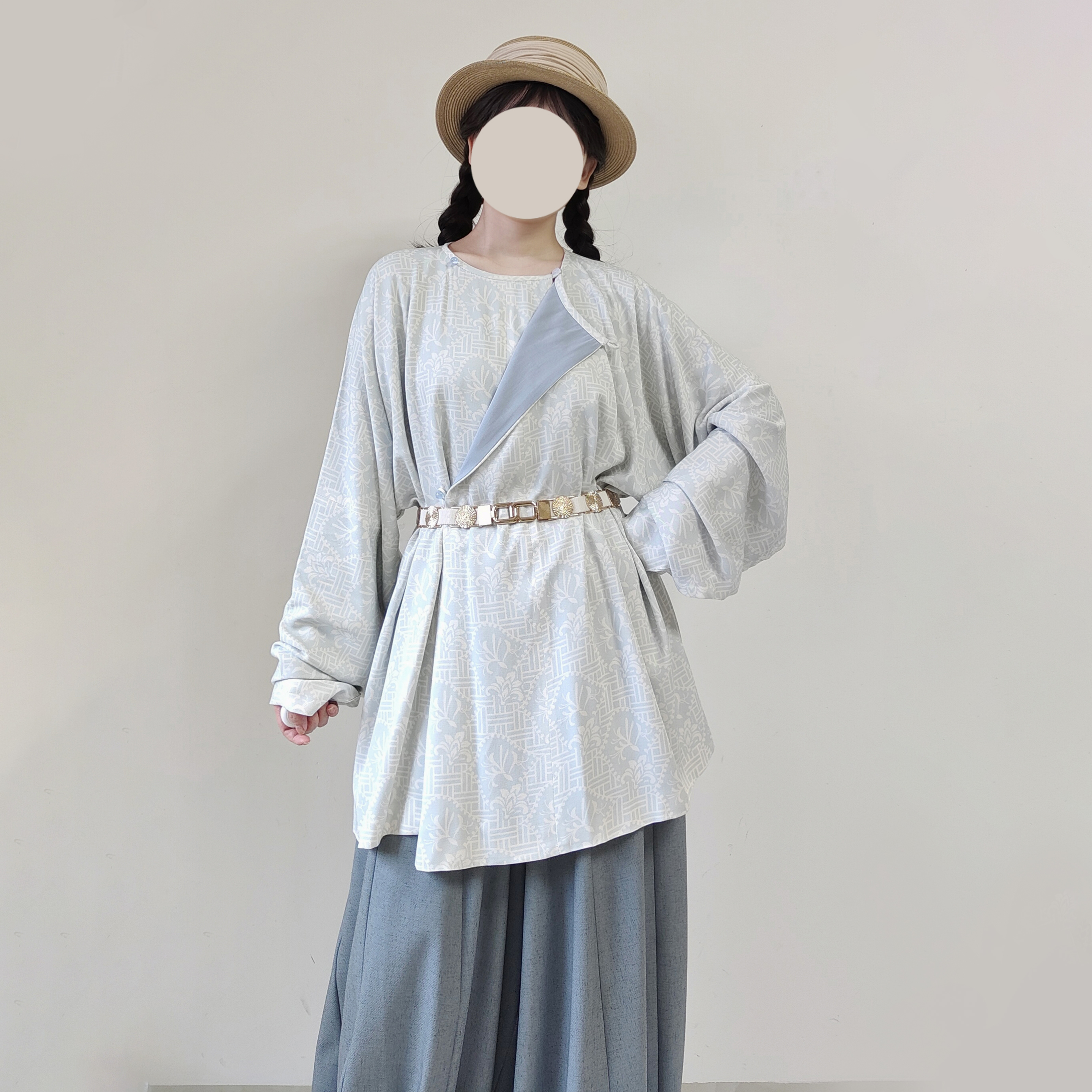 唐制圆领袄灯笼裤天丝秋冬汉服