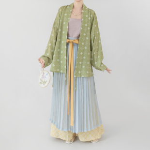 【观止织造｜江南绿】宋制汉服元素飞机袖仅合围褶裙宋裤提花传统