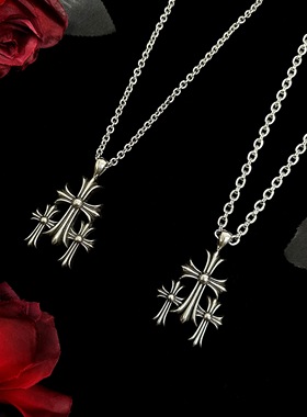 做旧泰银劳斯三个十字项链气质百搭款