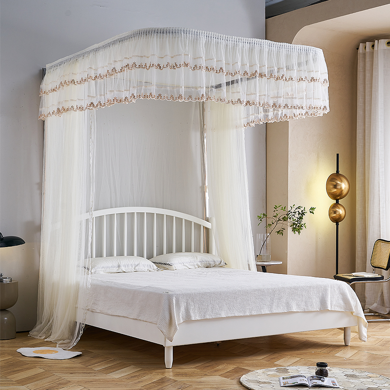 压脚导轨不打墙u型1.2m1.582米宫廷公主风定做免打墙家用升降蚊帐