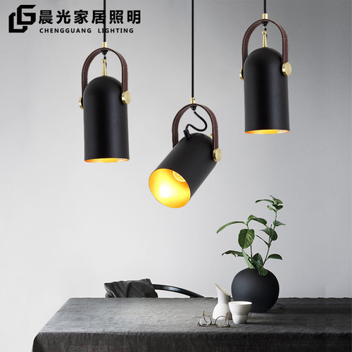 现代简约电视墙射灯背景墙服装店装饰样板间餐厅吧台皮革书房吊灯