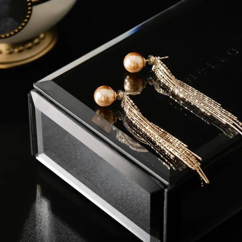 珍珠流苏银耳环999纯银针