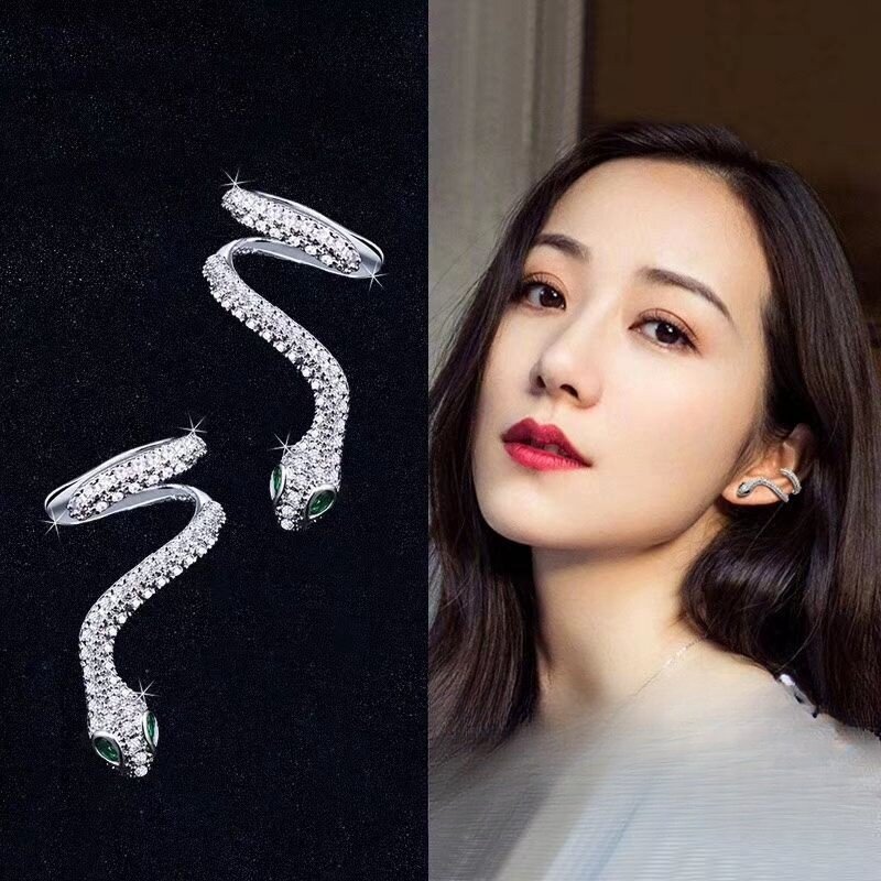 韩雪同款s925纯银耳环2024新款爆款气质耳钉女蛇形耳饰高级感轻奢