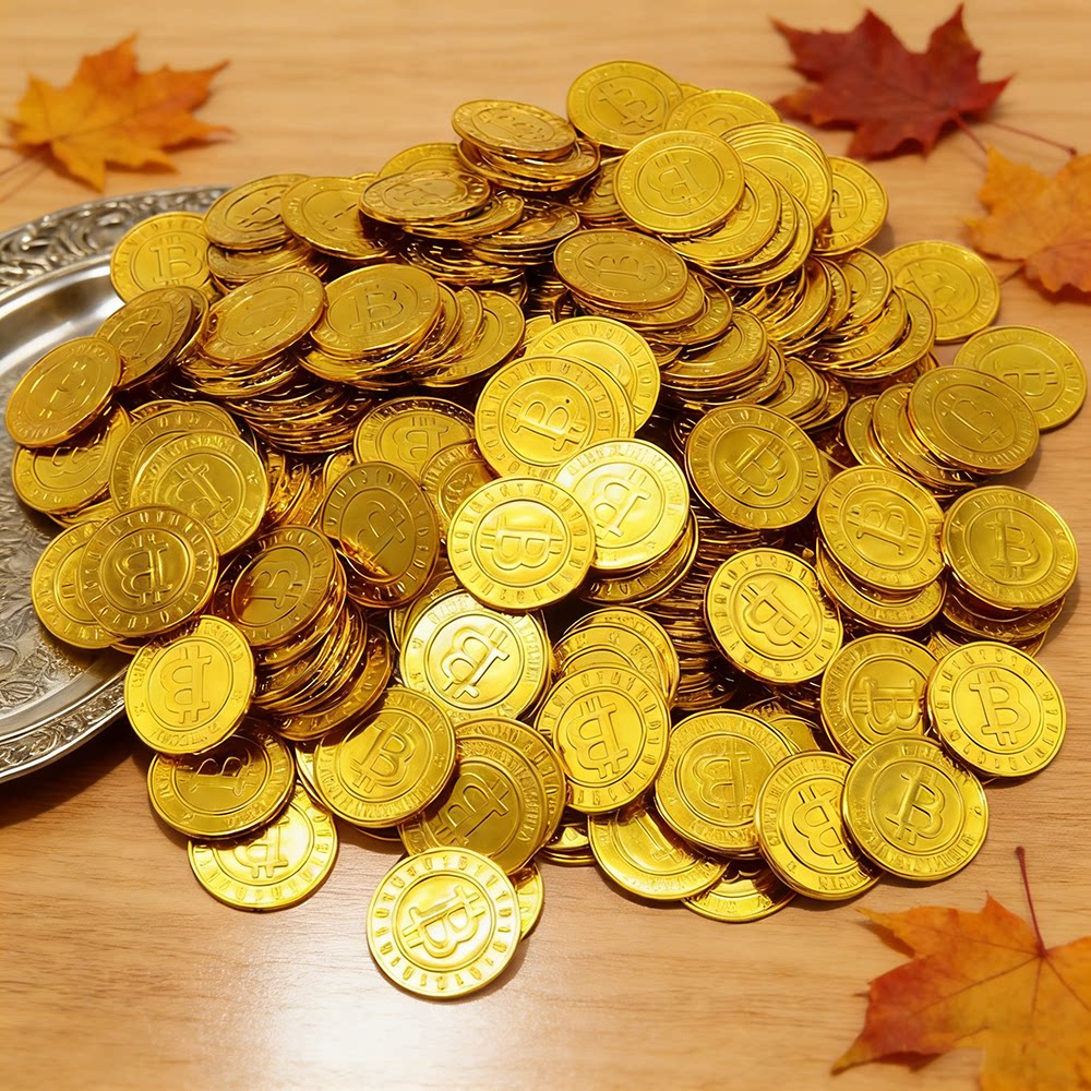 塑料比特币海盗金币儿童寻宝游戏道具仿真硬币派对装饰品橱窗摆件
