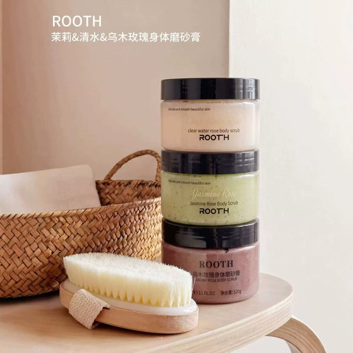 全身滑到上瘾~ROOTH茉莉玫瑰身体磨砂膏250g沐浴露