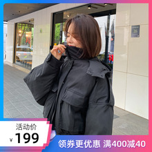 韩都衣舍2020冬季女装韩版高腰外套斗篷短款工装羽绒服NH1999