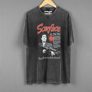 T恤 短袖 Pacino 教父纯棉水洗长袖 疤面煞星 Shirt Scarface