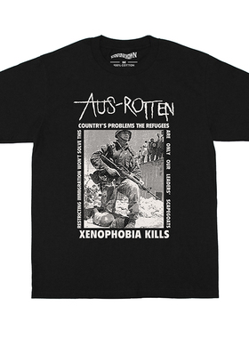 Aus-Rotten T恤 美式硬核朋克短袖Punk Crucifix Nausea T-Shirt
