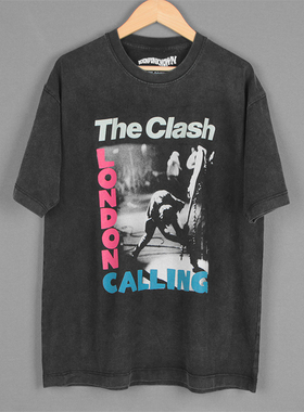 The Clash冲撞乐队短袖London Calling经典封面朋克纯棉宽松男T恤