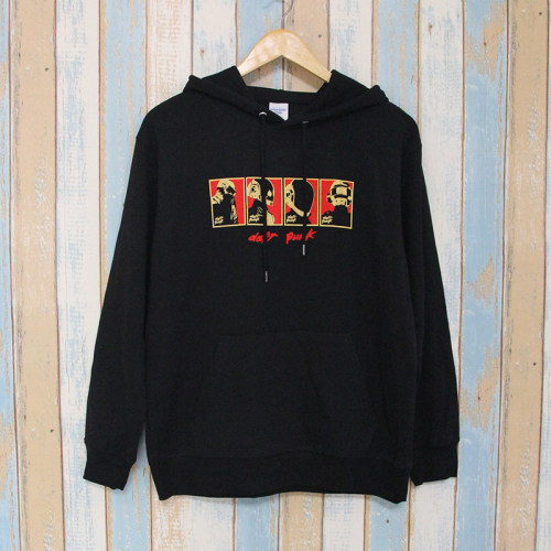 Daft Punk 卫衣 蠢朋克 电子黑色套头连帽帽衫印花 300克 Hoodie