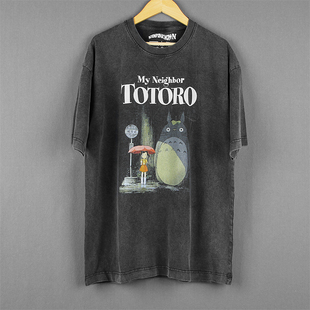 宫崎骏休闲印花水洗纯棉长袖 T恤 Shirt 龙猫 短袖 Totoro动漫短袖