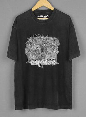 Carcass死亡金属乐队水洗复古纯棉宽松印花正肩日常小众短袖T恤