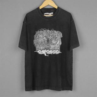Carcass死亡金属乐队水洗复古纯棉宽松印花正肩日常小众短袖 T恤