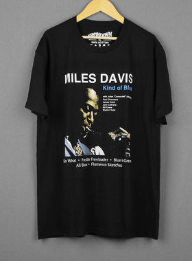 Miles Davis传奇爵士乐手Kind Of Blue音乐水洗美式日常短袖男T恤