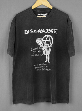 Discharge War's No Fairytale 硬核朋克短袖T恤纯棉水洗T-Shirt