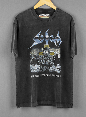 Sodom Persecution Mania重金属摇滚乐队纯棉复古休闲短袖男T恤