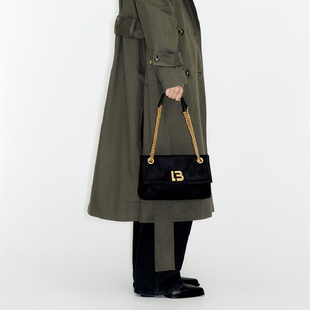 BIMBA LOLA西班牙专柜 黑色香槟色链条小香风 菱格纹翻盖单肩包