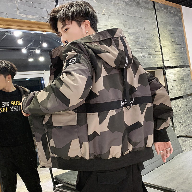 春秋新款衣服韩版潮流帅气百搭工装迷彩休闲春装夹克JK609-P75图片