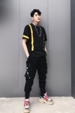 潮夏季新款男短袖大码织带潮款男T恤宽松圆领T616-P35，男装T恤，电商A128