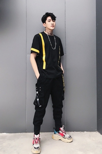 潮 夏季新款男短袖大码织带潮款男T恤 宽松圆领 T616-P35图片