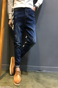 秋冬天男人穿加线牛仔裤男士修身加厚保暖黄金绒长裤K611-P60