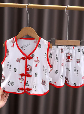 夏季绵绸婴儿童棉绸唐装3岁衣服