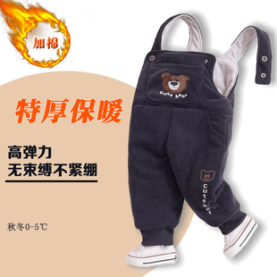加棉加厚保暖厚棉裤 冬季 儿童外穿开档男童女休闲 宝宝背带裤 24新款